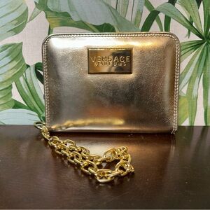 Versace Parfums Metallic Gold Wallet with Chain